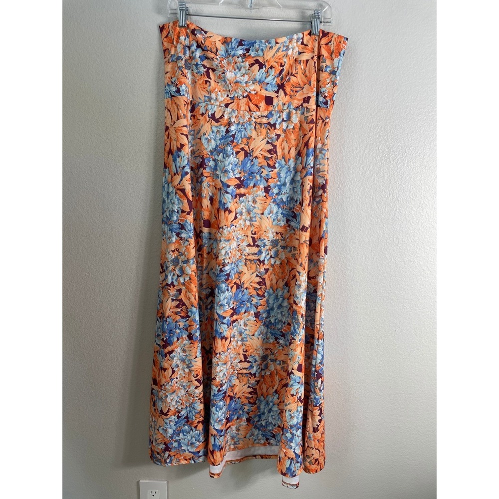 LuLaRoe Womens Plus 2XL Maxi Skirt Floral Stretch A Line Long Pull On Comfort